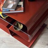 Side table, metal and smoked glass according to François Monnet