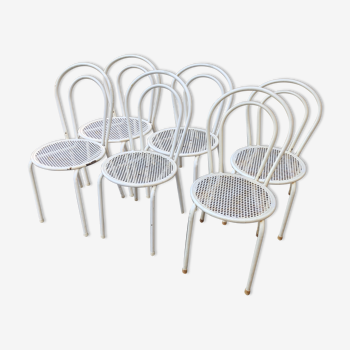 Lot de 6 chaises de bistrot métal perforé