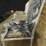Louis XVI style bench sofa with upholstery and beech wood - Completely revamped