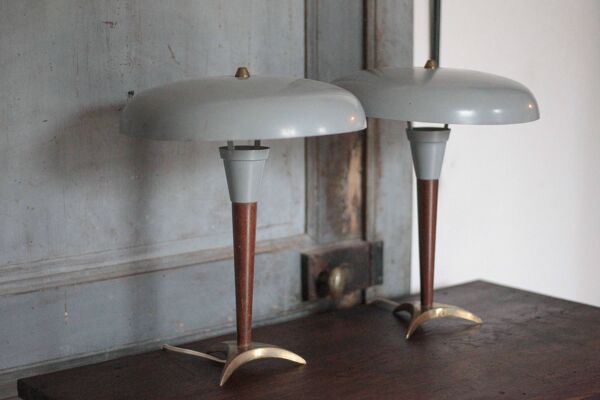 Paire de lampe tripode design des années 50, lampe de chevet, déco