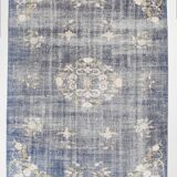 6x8 Faded Blue Oriental Vintage Rug, 194x258Cm
