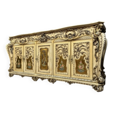 Louis XV Baroque Venetian curved sideboard in lacquered, painted and gilded wood