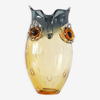 Vintage glass owl vase