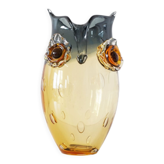 Vase Hibou en verre vintage