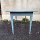 Antique table with spindle legs, patinated in celadon blue – solid wood – 19