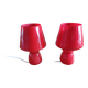 Paire de Lampes Vintage en Opaline Rouge