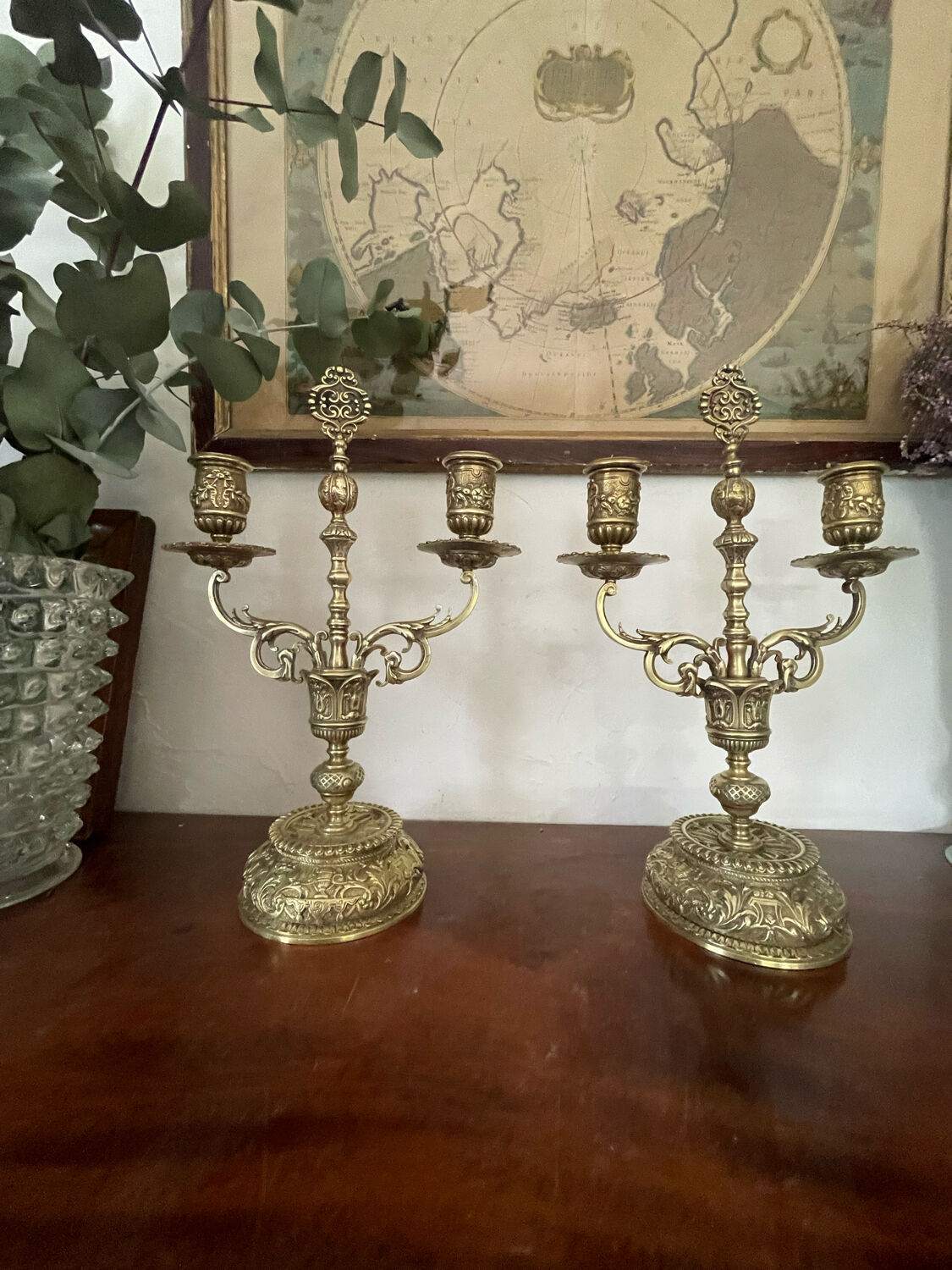 Pair of gilded bronze candlesticks nineteenth