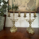 Paire de chandeliers en bronze doré XIXème