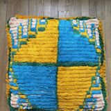 Moroccan Berber pouf yellow and bohemian turquoise