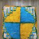 Moroccan Berber pouf yellow and bohemian turquoise