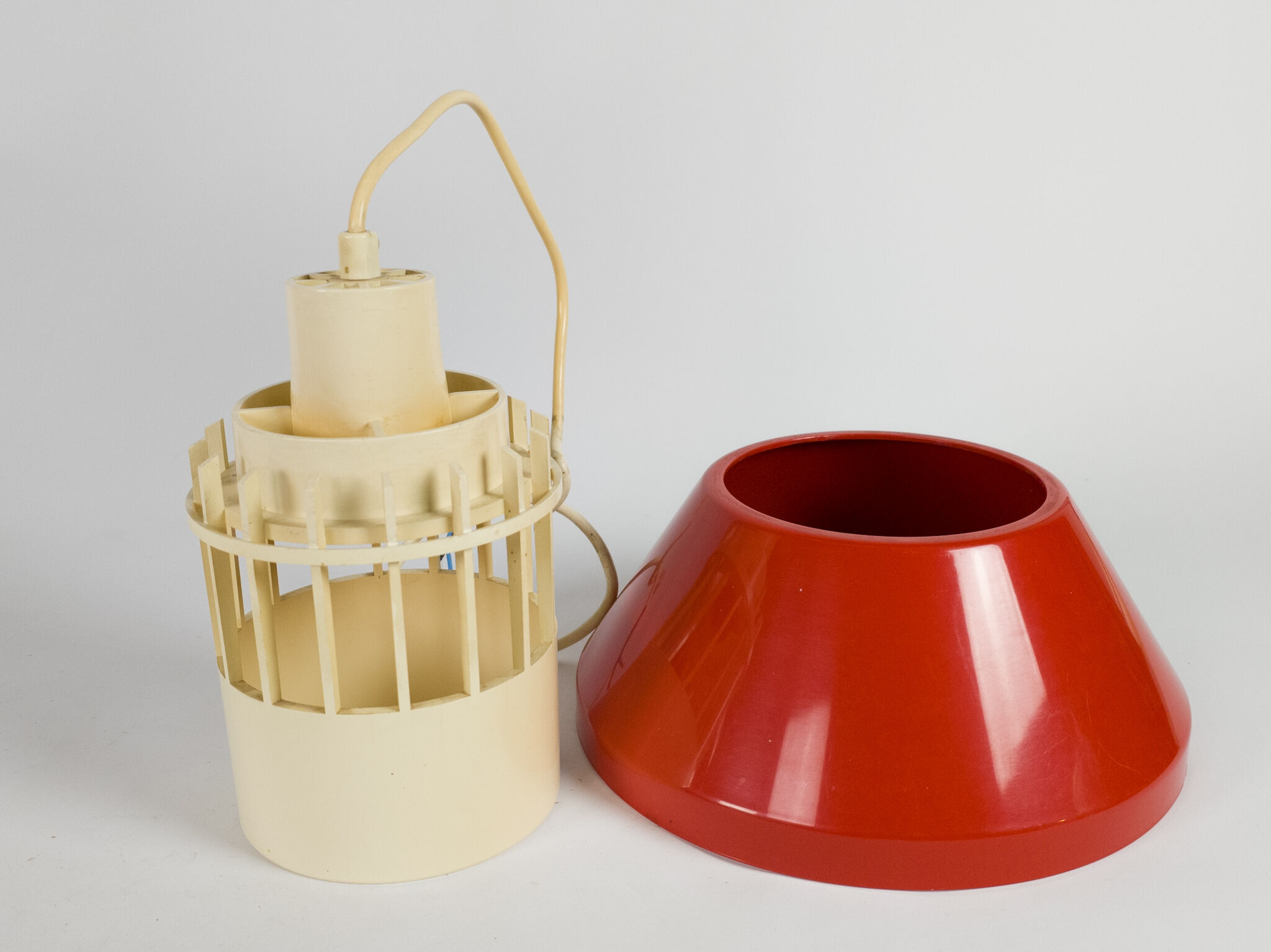 Lyskaer Belysning made in Denmark model 854 set of hanging lamps plastic mid century