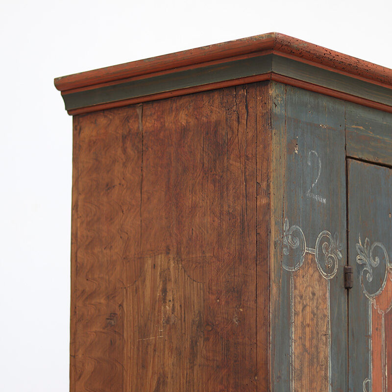 Rustic Farmhouse Folk Art Painted Bridal Cabinet