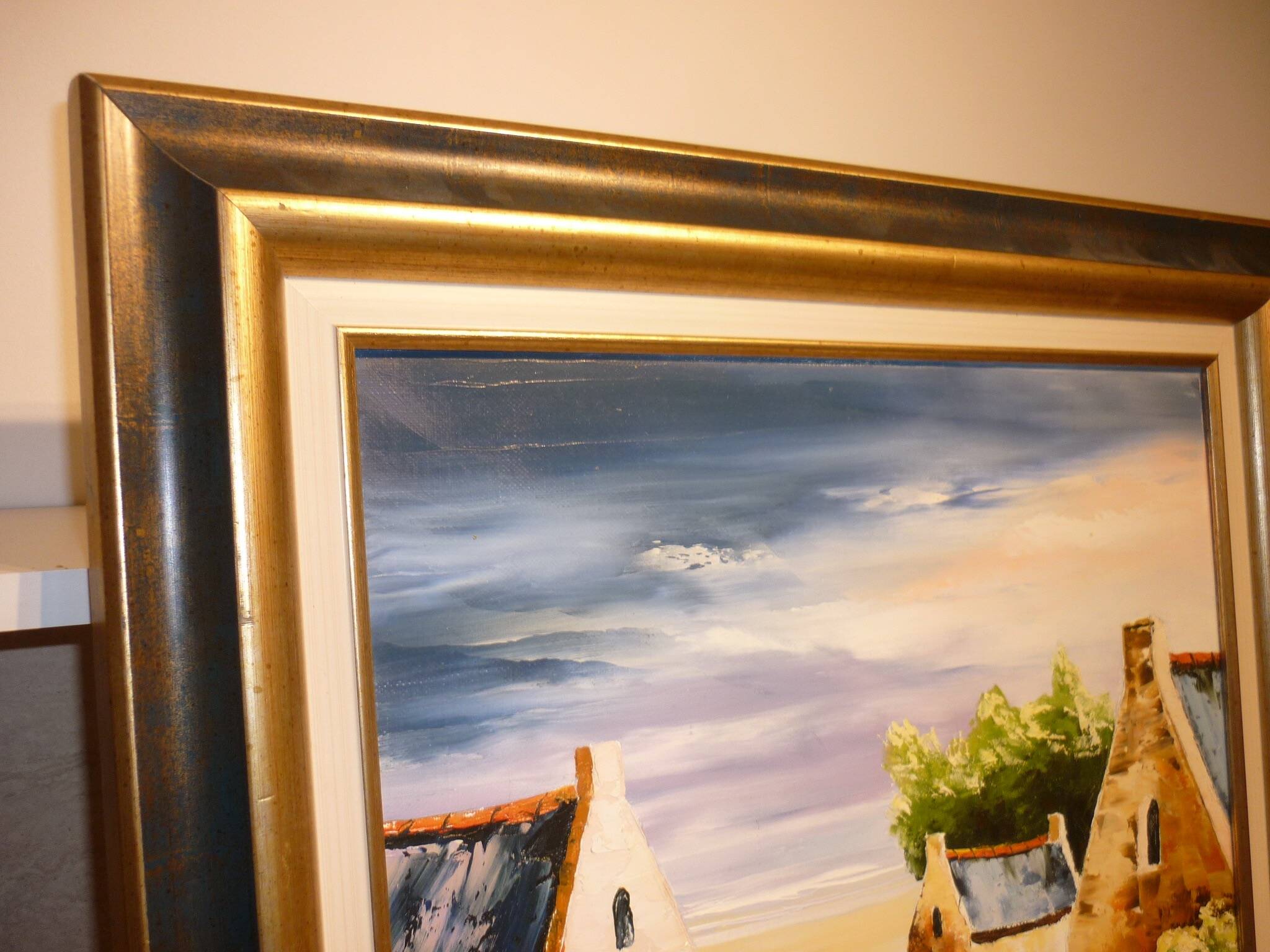 Oil painting on canvas “Hameau” signed Pieronevo