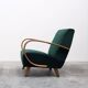 1930 Jindrich Halabala Bentwood Armchair in Emerald Green Velvet