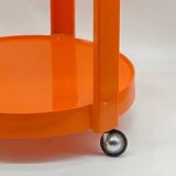 Vintage / designer / orange plastic rolling trolley,