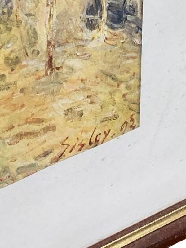 Encadré d'un paysage intitulé ''Le canal du Loing'', signé A. Sisley