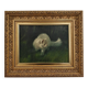 Cat in the garden, oil on canvas by Arthur Heyer, 1910s.