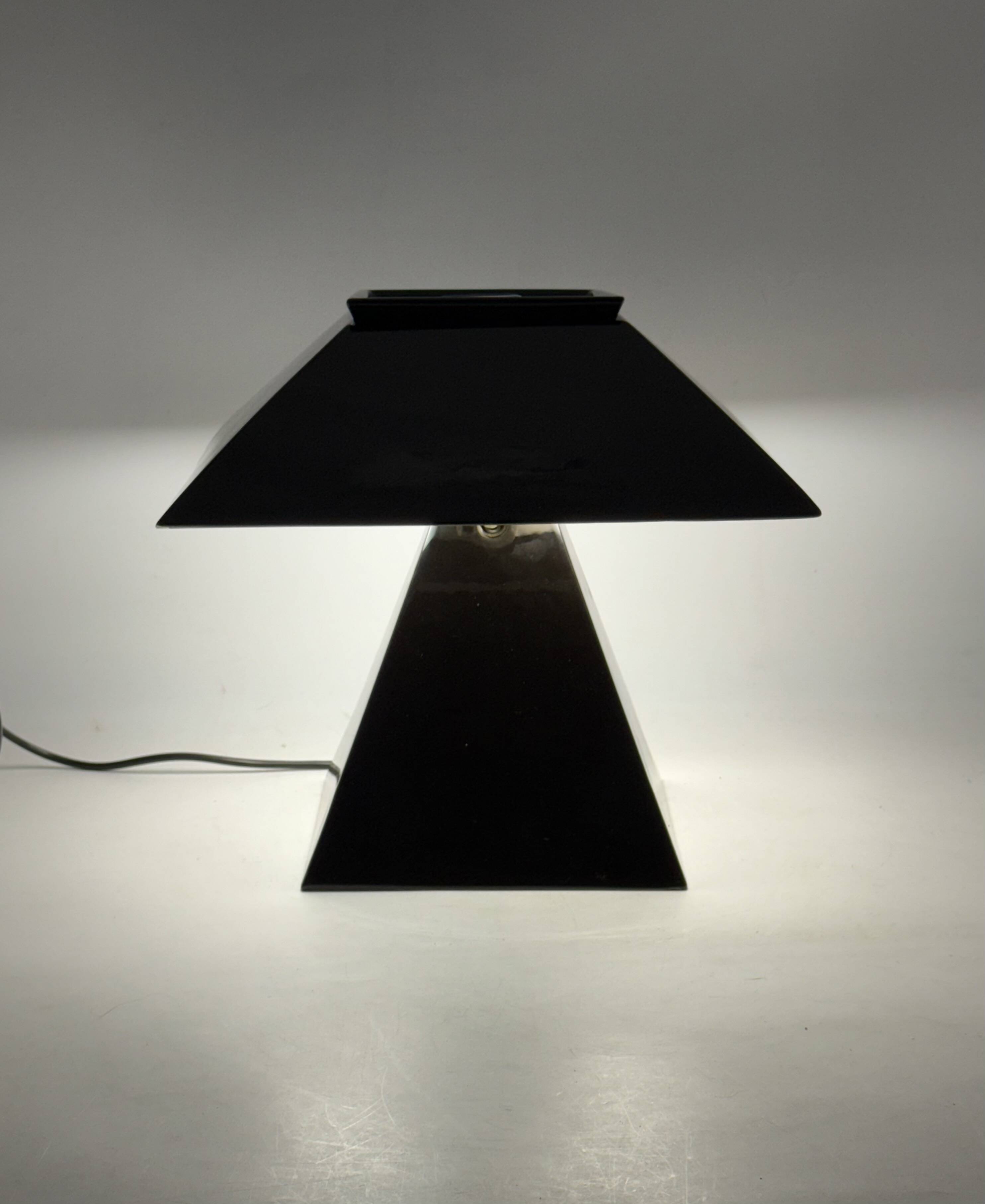 Space age black ceramic table lamp, Italy 1970s