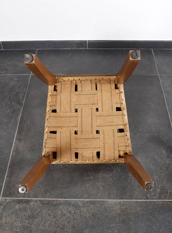 4 chaises vintage en cuir (jaune/ocre)