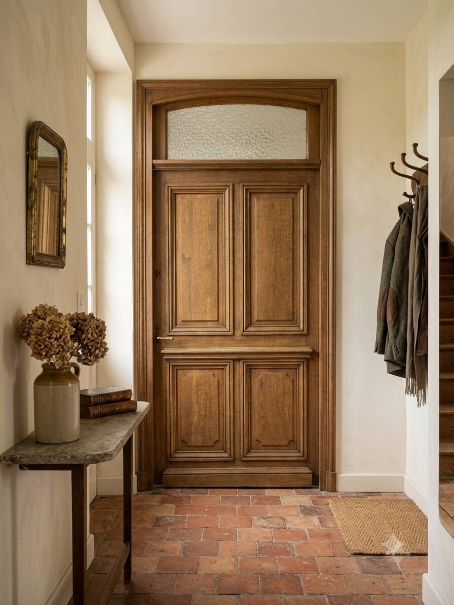 Solid oak entrance door 19th century