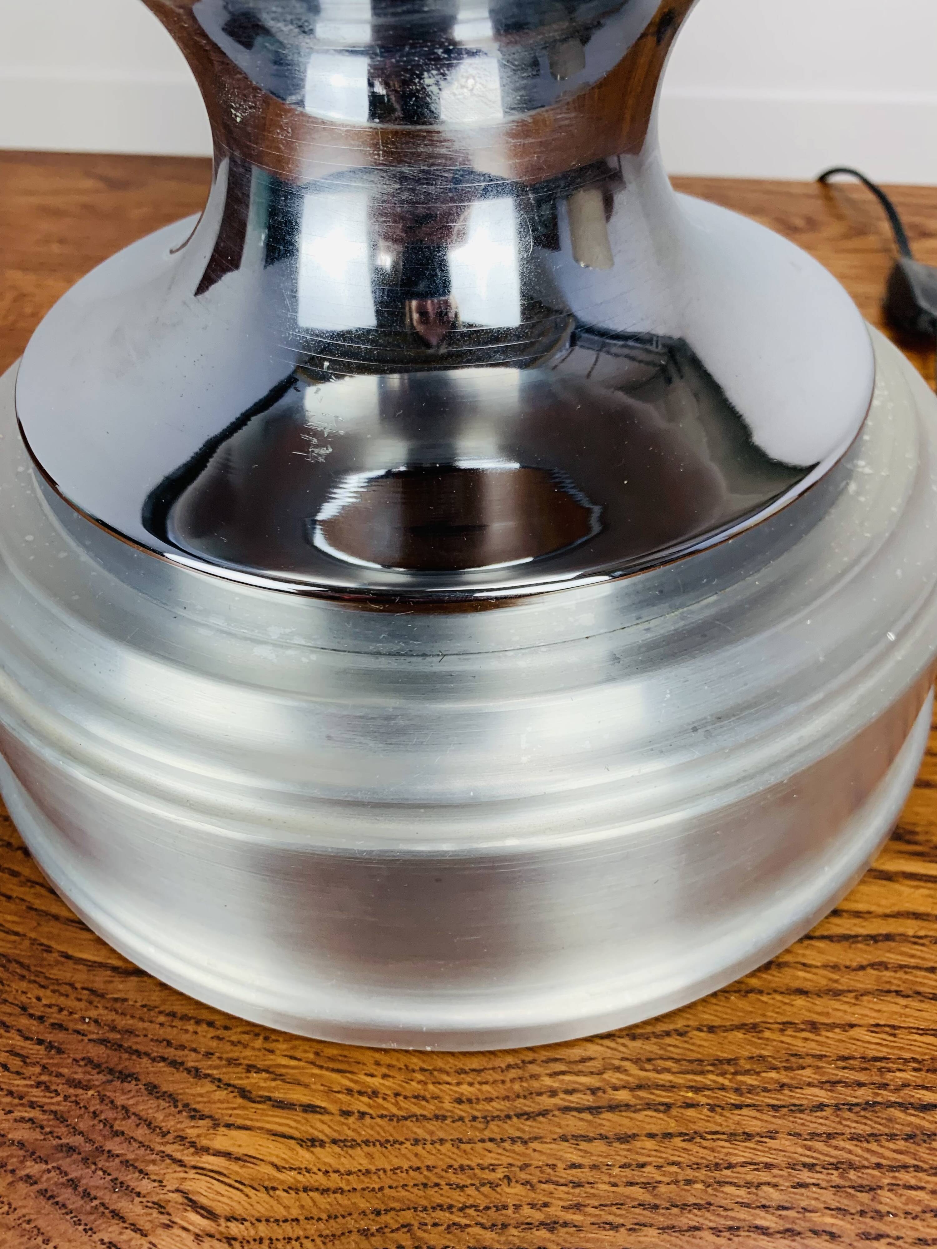 70s space age lamp, chrome and brushed aluminum