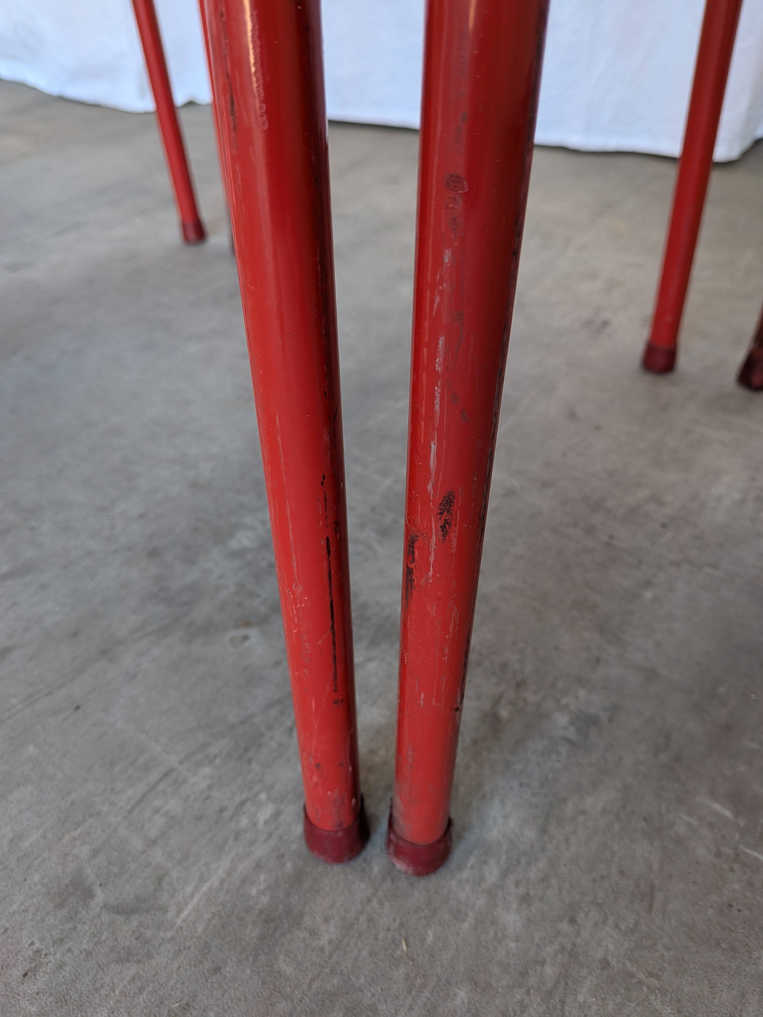 Set of 6 red & black metal chair: space age stackable dining chair baša