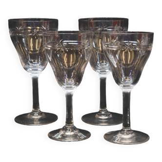 Cristal saint louis modèle rolland 2 verres a vin + 2 verres a apéritif ou porto