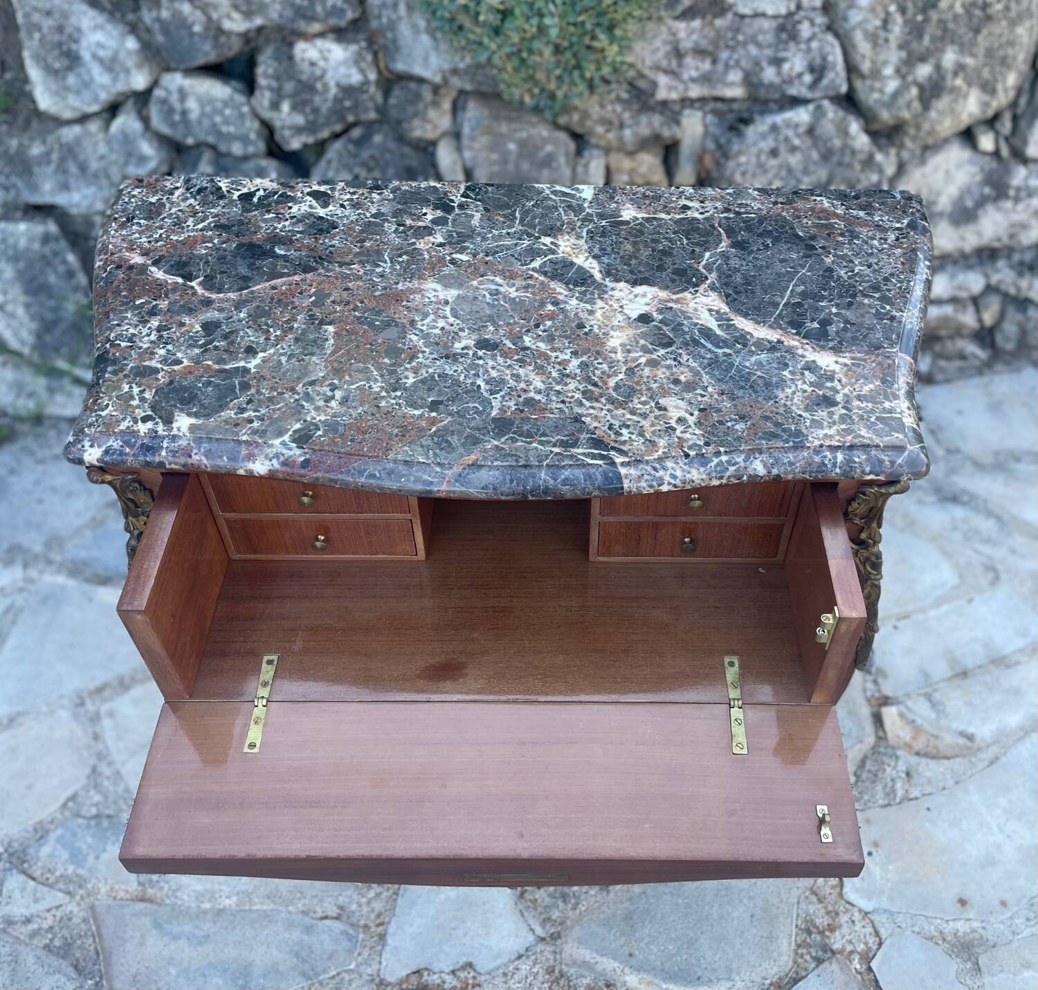 Small Louis XV style desk chest of drawers, 19th century period