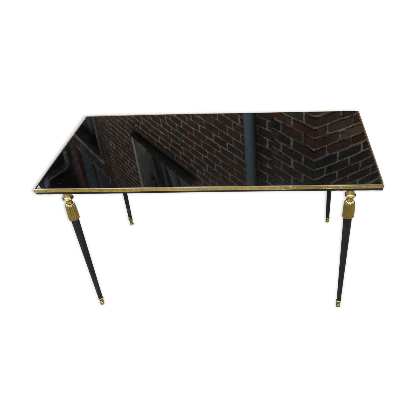 Coffee table lounge in bronze dore and on glass