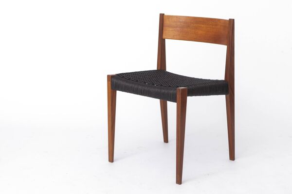Chaise vintage Poul Cadovius ''Pia'' pour Cado, chaise en teck danois des années 1960, noire