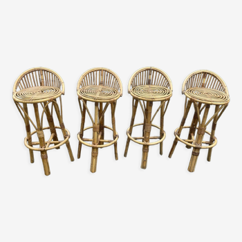 Set of 4 rattan bar stools 60, Italy