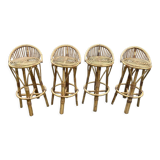 Set de 4 tabourets de bar en rotin 60, Italie