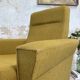 Vintage armchair in fabric and metal compass legs, circa 1950.