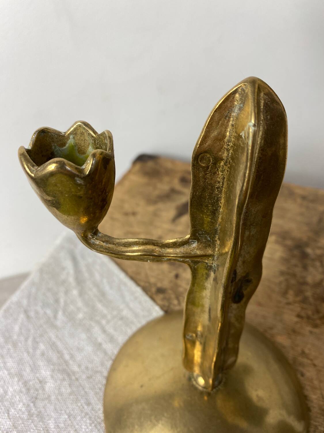Cactus brass candle holder