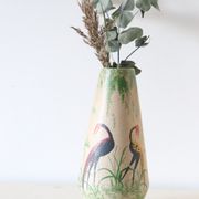German ceramic vase foreign storks pattern, 1960