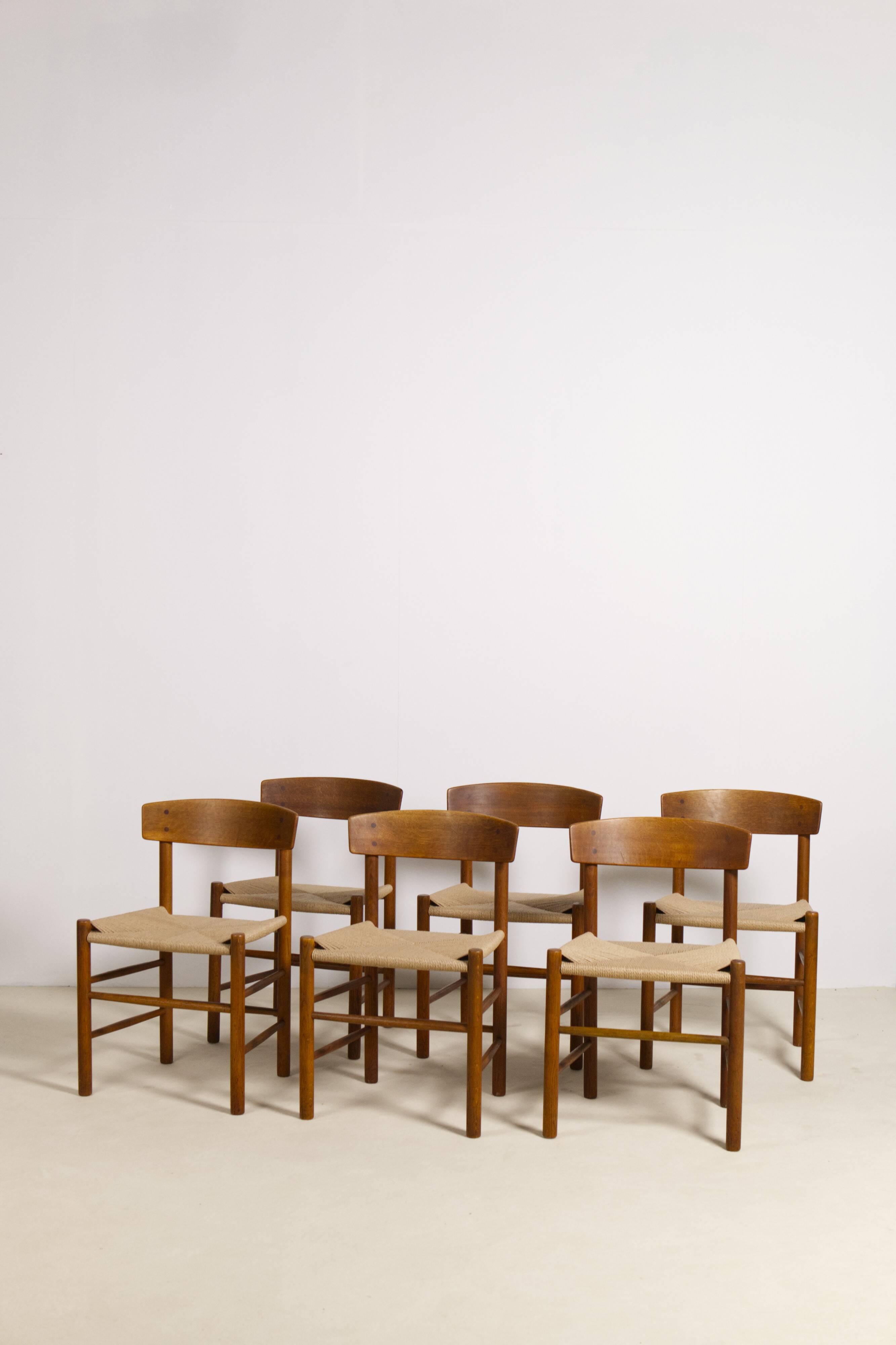 Set of 6 Oak dining chairs 'j39' by Borge Mogensen, 1960s