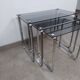 Table gigogne inox et verre fumé