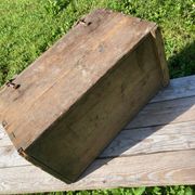 Old wooden and zinc crate, with handles. 1900, heating system