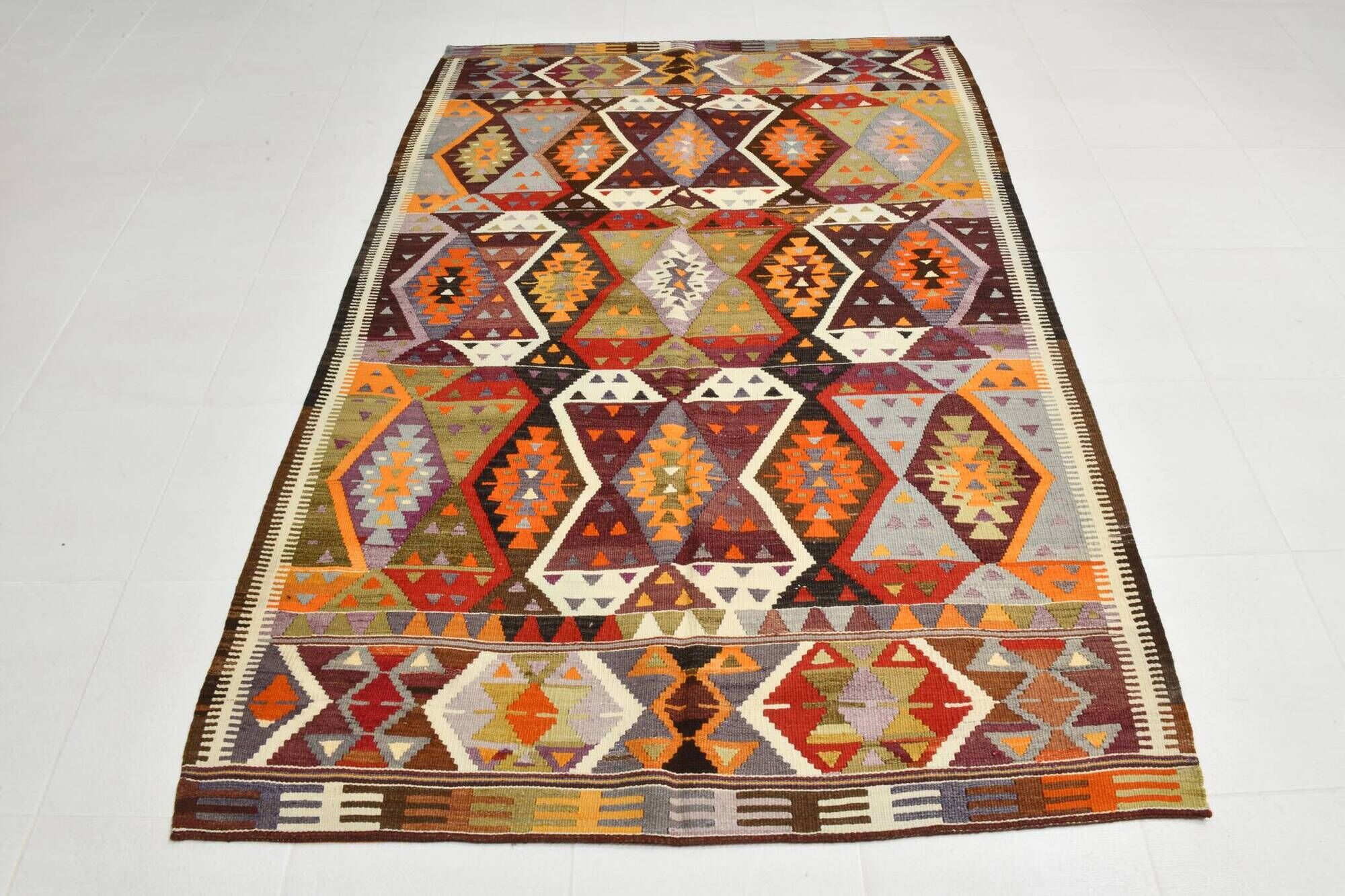 5x8 Soft Colors Persian Kilim Rug, Oushak Area Rug, 157x255Cm