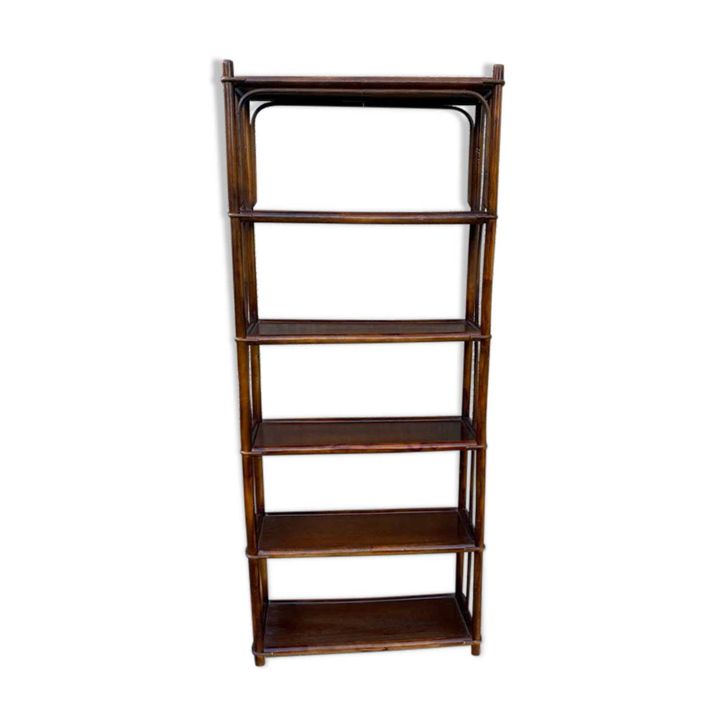 Vintage rattan bookcase shelf 70s