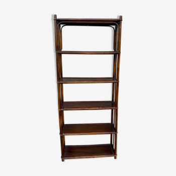 Vintage rattan bookcase shelf 70s