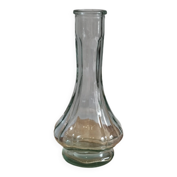Petit vase soliflore en verre moulé strié style vintage