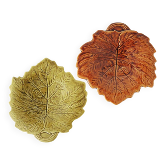 2 Old Leaf Ceramic Bowls from Sarreguemines