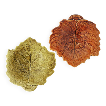 2 Old Leaf Ceramic Bowls from Sarreguemines