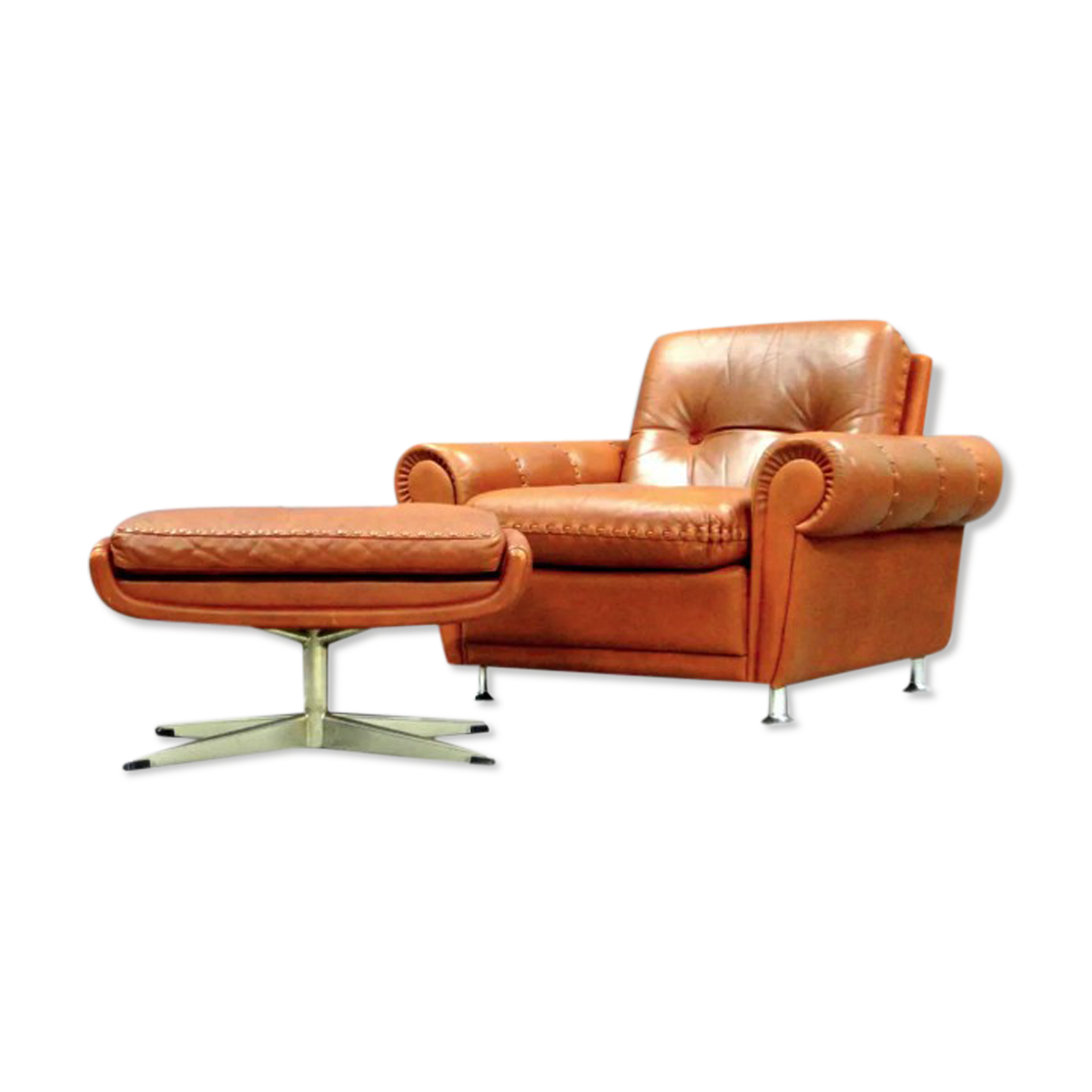 Armchair - Ottoman leather 1960