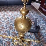 Pair of bronze fireplace chenets Louis XIV style