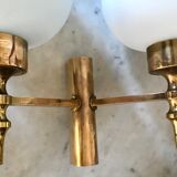 Double brass and opaline wall light