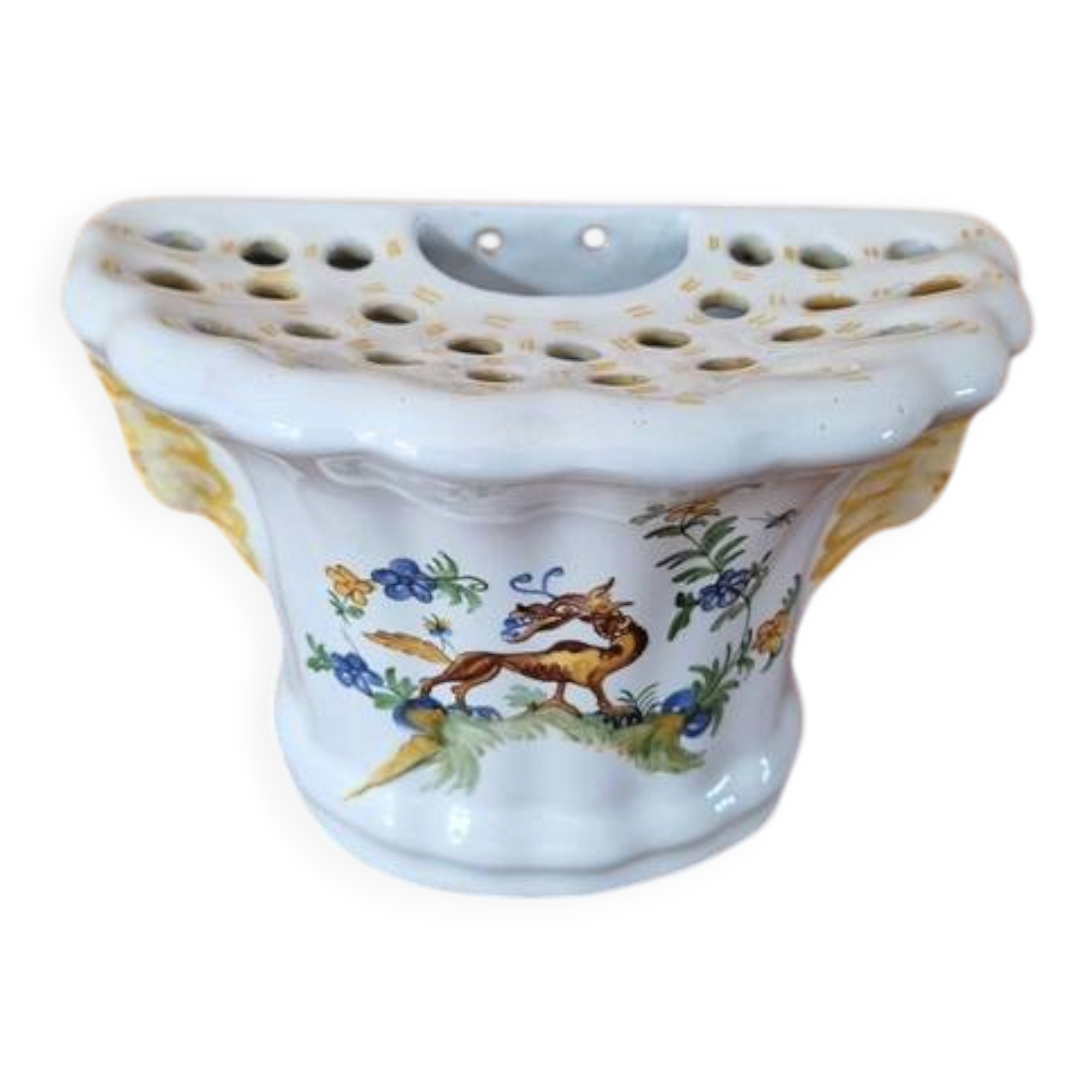 Bouquet holder or flower spike in Moustiers earthenware