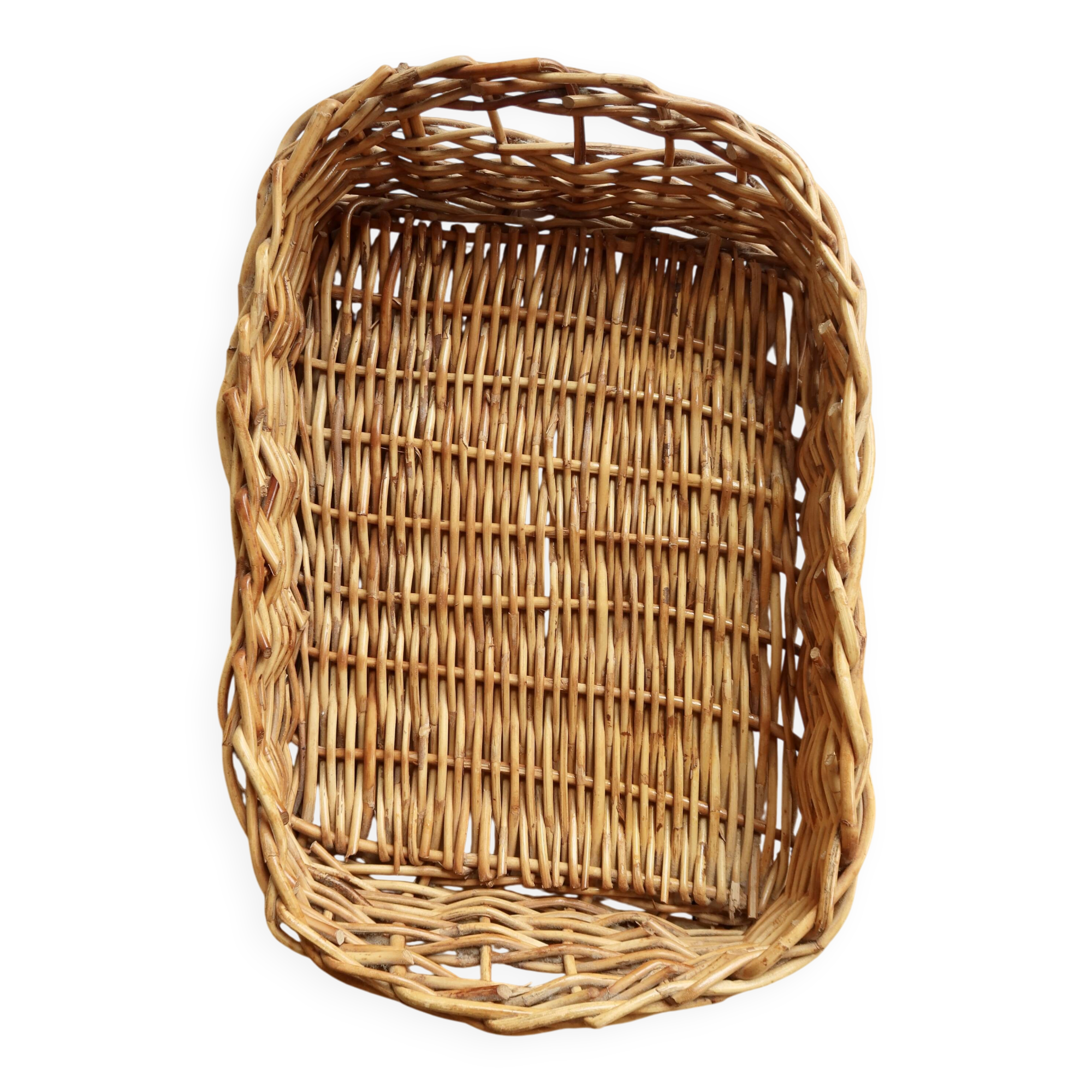 Vintage woven wicker cutlery basket