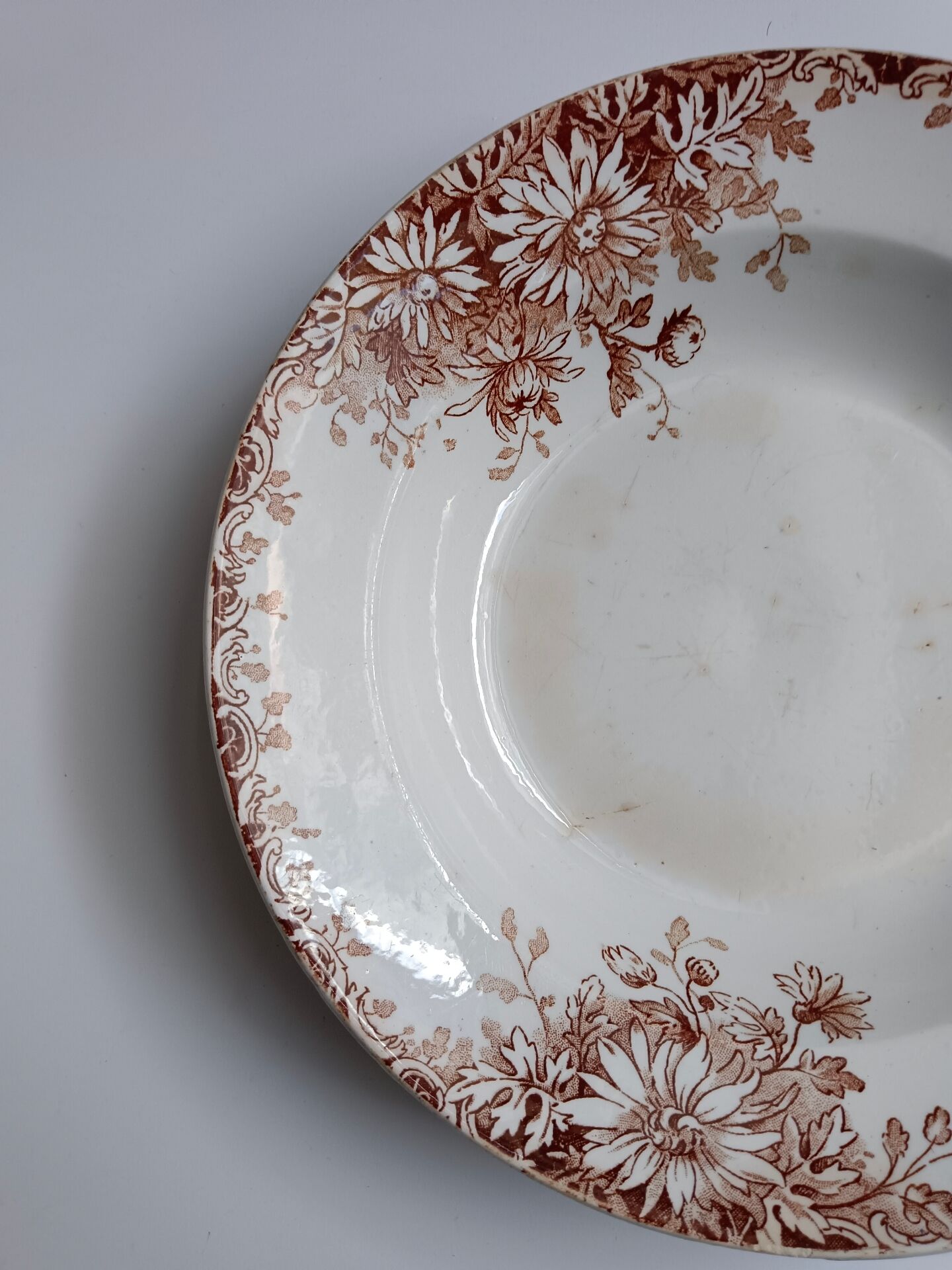 Large deep plate Terre de fer Gien Autumn